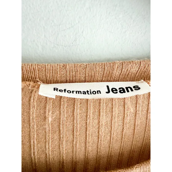 Reformation | Jackie Ribbed Long Sleeve Top in Buff Tan | Est. Sz M - Image 5