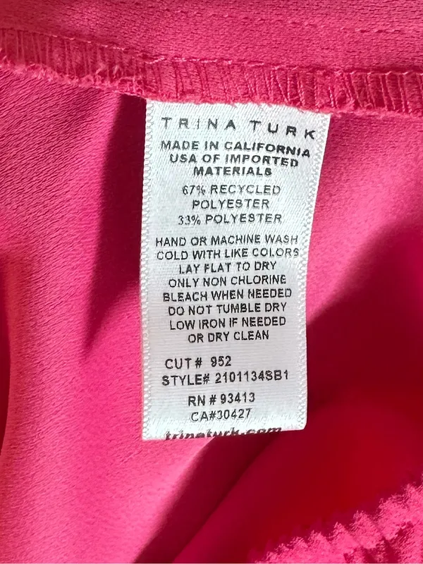Trina Turk Coraline Hot Pink Barbiecore Blouson Sleeve Tunic Top M - Image 7