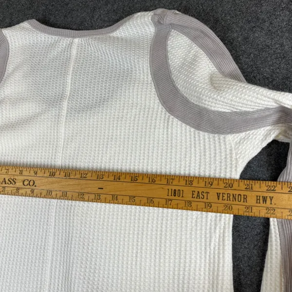 Free People Womens Waffle Knit Thermal Scoop Neck Top‎ Cream Taupe Medium - Image 10