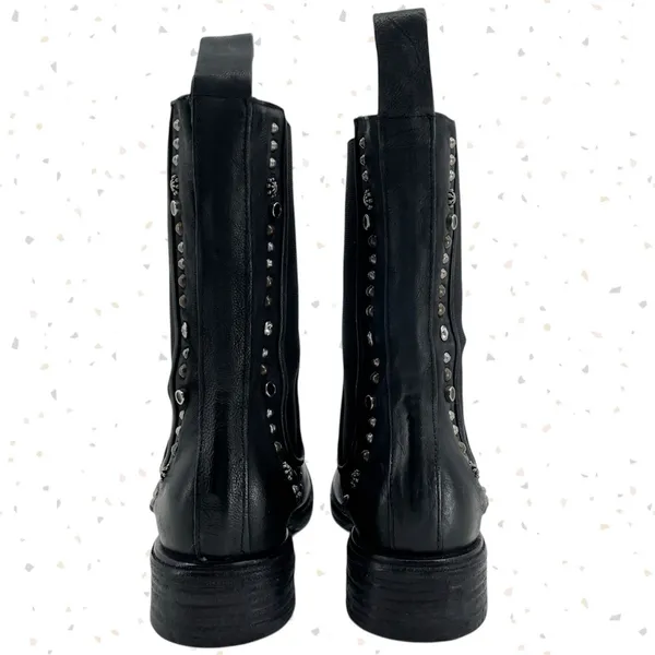 A.S.98 Studded Black Leather Boots Tall Chelsea Fall Boho Edgy Biker Fit Size 37 - Image 8