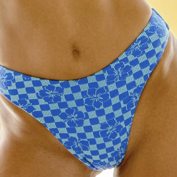 BERLOOK Blue Plaid Jacquard Underwire Bikini Top AND BOT 12 - Image 6