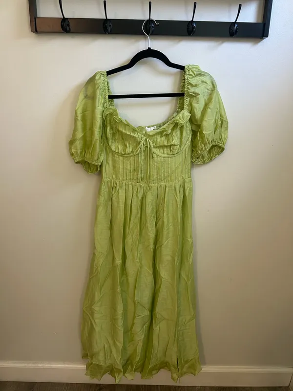 ASTR the Label Lunaria Pleated Bustier Midi Dress Celery - Image 2