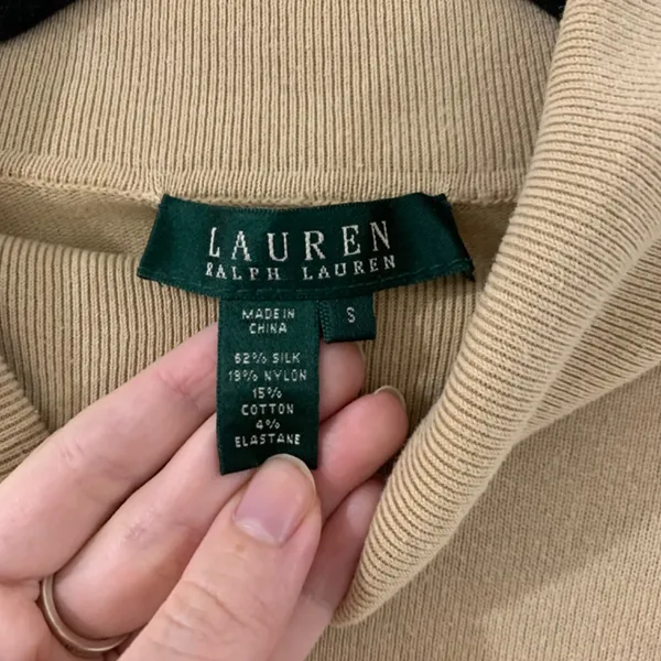 Lauren by Ralph Lauren Beige Turtleneck Lightweight Sweater - Image 3