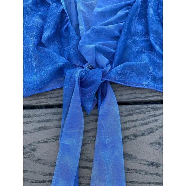 SHEIN size large demin sheer matching cover up set blue swim - Image 2