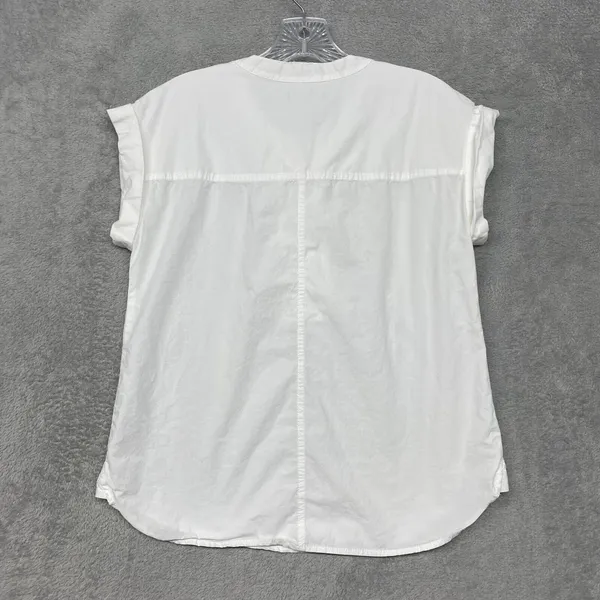 J Crew Womens 0 White Cotton Cap‎ Sleeve Lace Up Pullover Preppy Blouse Shirt - Image 6