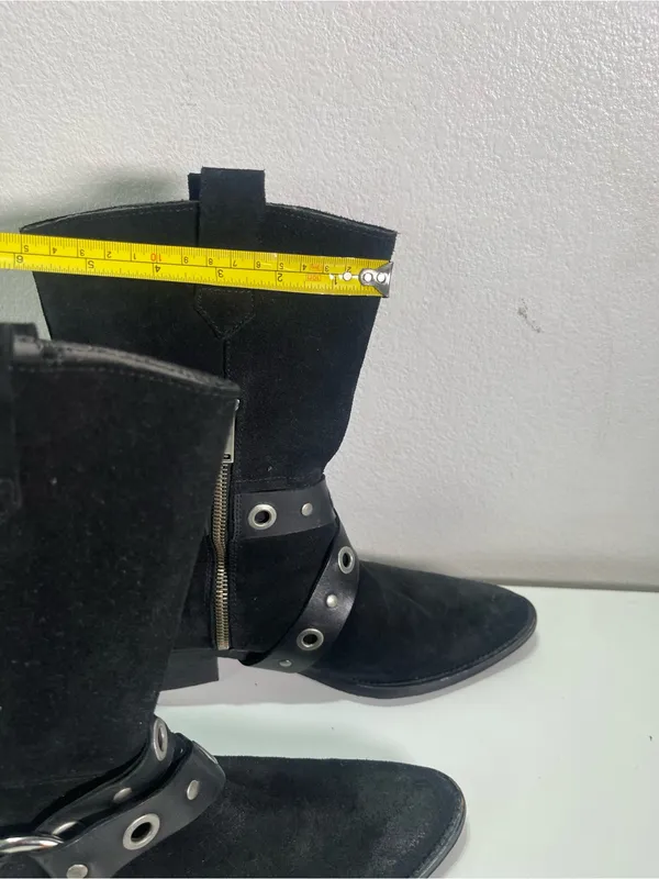 Free People x Faryl Robin Boots Barrel Harness Black Leather Western Biker Wmn 8 - Image 4