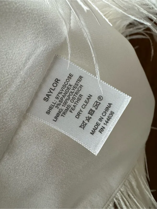 Saylor Caylin Sleeveless Feather Trim Hem Midi Dress White Small Bridal Wedding - Image 7
