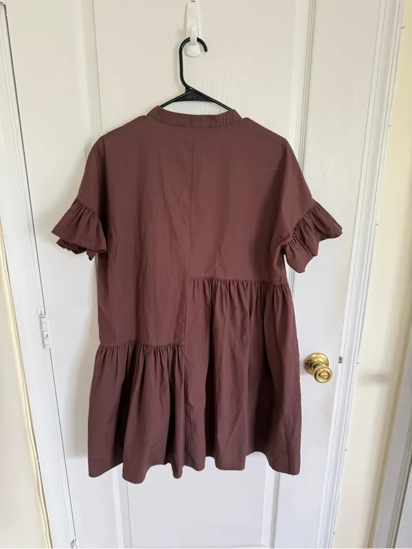 En Saison Brown Babydoll Mini Dress - Image 6