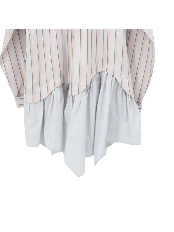 NWT Anthropologie Maeve Ruffle-Hem Mini Shirtdress Striped Blue Layered Dress S - Image 6