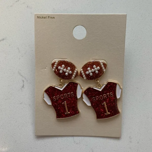 Target Football Jersey Post Drop Earrings - Red/Gold -‎ NWT - Image 3