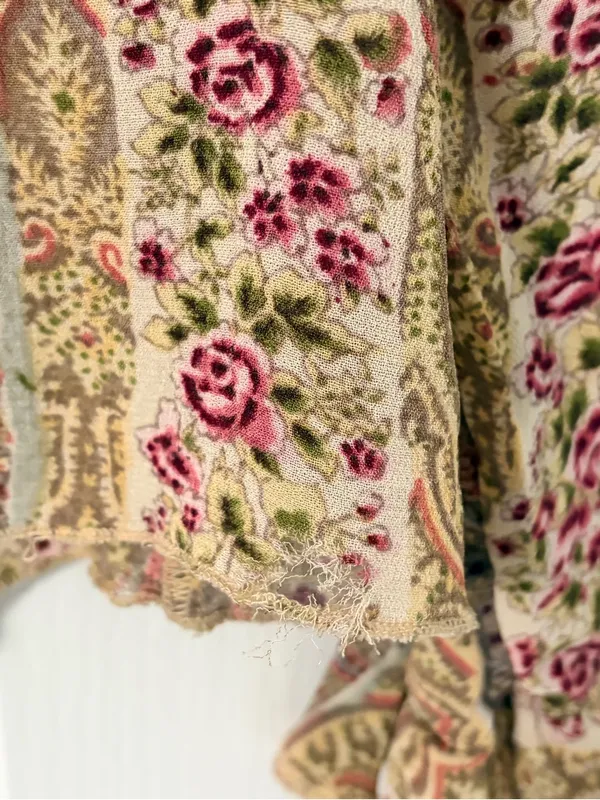 Angie Beige Floral Lace-Up Blouse - Image 6