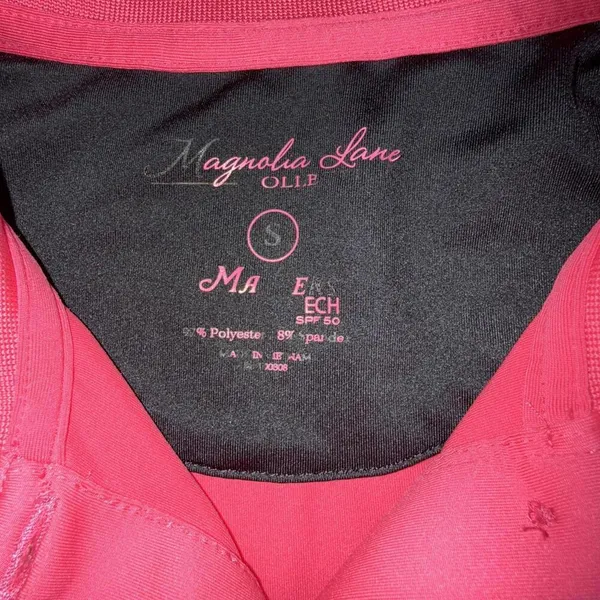 Magnolia Lane Tech Masters‎ Solid Pink Preppy Designer Athletic Polo Golf Shirt - Image 11