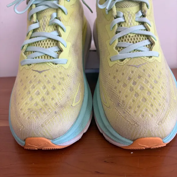 Hoka Clifton 9 Womens Running Shoes 9 Citrus Glow Yellow Blue 1127896 CGSO - Image 4