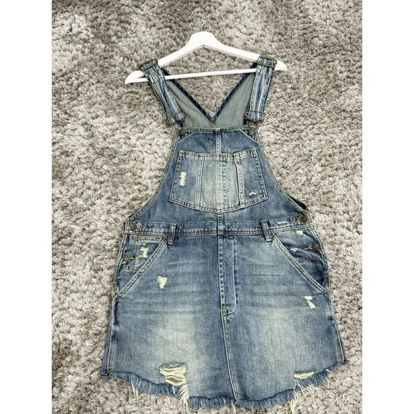 Free People We The Free Women’s Baxter Denim Dress Overall Jumper Grunge Size S - Image 2