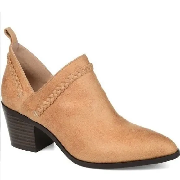 JOURNEE COLLECTION‎ Sophie Braided Strap Bootie, Block Heel, Tan, Size 7, NWT - Image 3