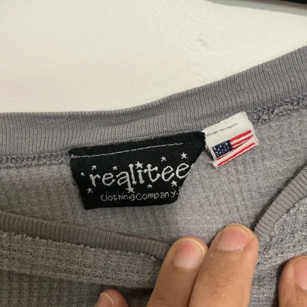 Realtiee Clothing Company‎ Grey Waffle Knit Long Sleeve Thermal Top - Image 3