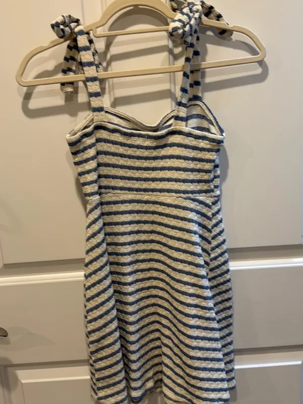 Altar'd State Cream and Navy Striped Mini Dress - Image 4