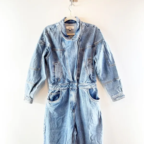 Ronny Kobo Eugene Long Sleeve Denim One Piece Jumpsuit Blue Medium - Image 7