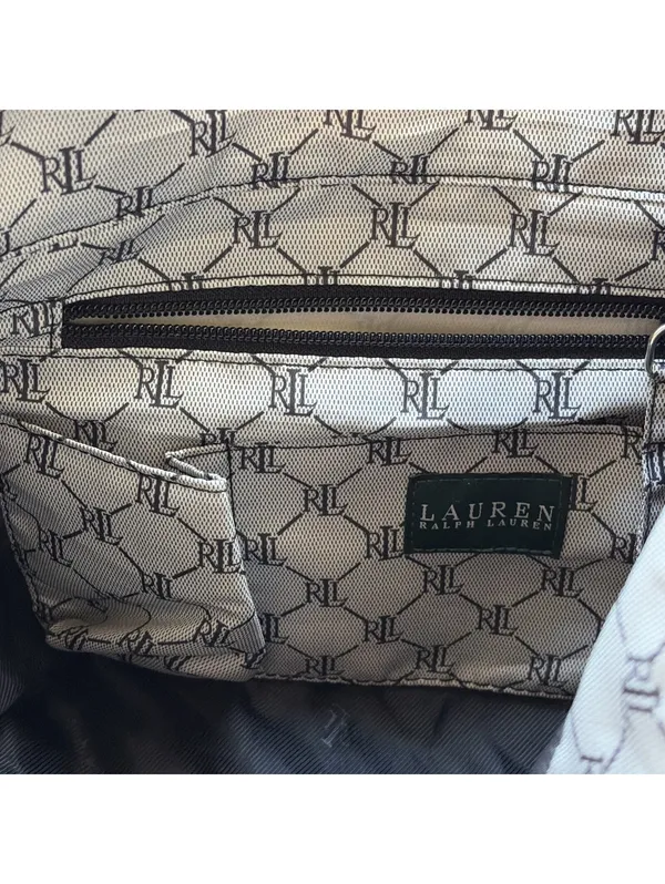 Vintage Ralph Lauren Jacquard Open Tote in Black/Silver Logo Embroidered - Image 6