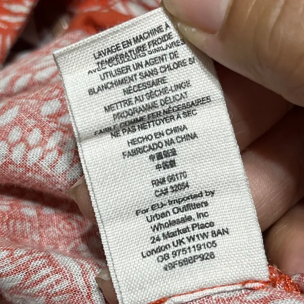 Free People Women's Linen Blend Orange Printed‎ Ankle Boho Summer Pants Size 6 - Image 6
