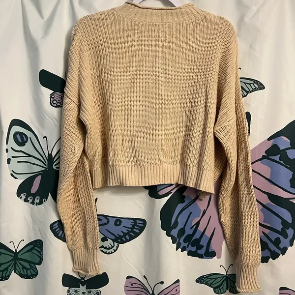 American Eagle Cropped Henley knit sweater - Image 2