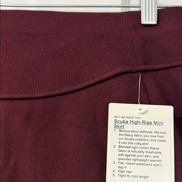 Lululemon Scuba High-Rise Mini Women's Burgundy Skirt size M - Image 6