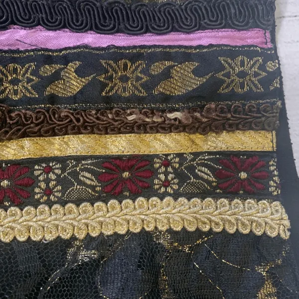 Vintage Vest Eclectic Lace Ribbon Trimmed Boho Cropped Waistcoat Art To Wear - Image 9
