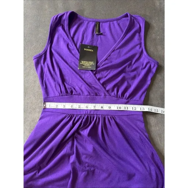 Women’s Woosea Sleeveless Purple V-Neck Maxi Dress Pockets Size S NWT - Image 7