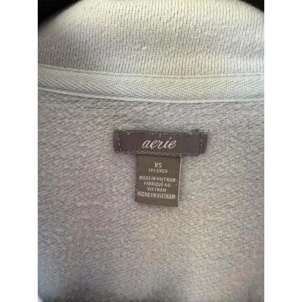 Aerie Light Blue Quarter-Zip Pullover Sweatshirt with Kangaroo Pocket - Image 4