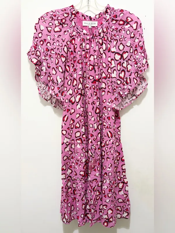 Hale Bob Marae Pink Heart Leopard Print‎ Dress XS NWT - Image 3
