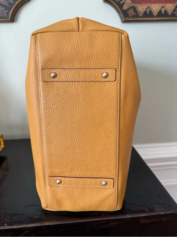 Dooney & Bourke Camel Tan Saddle Pebble Leather LOGO LOCK Hobo Shoulder Bag - Image 11