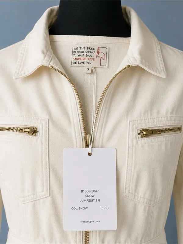 NWT Free People Sandrine Rose Coveralls Denim Jumpsuit ~ Snow ~ Small - Image 4