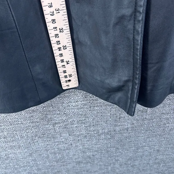 Vintage 90s‎ Leather Blazer Coat Black 6 - Image 14