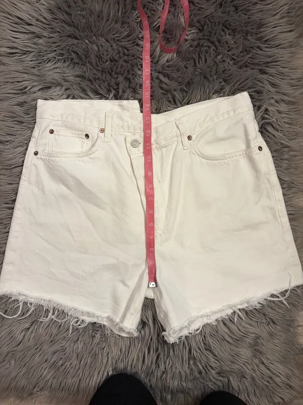 Agolde organic cotton denim criss cross high rise shorts raw hem white 31 - Image 6