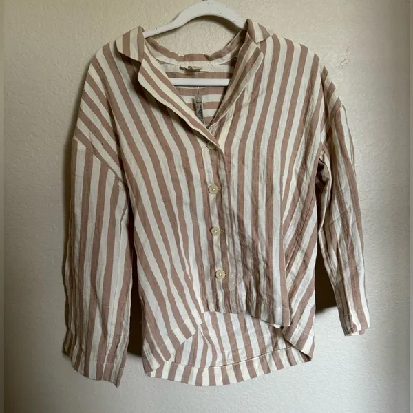 Madewell Striped Double-Gauze Oversized Pajama Shirt‎ Sz S Hyde Park Stripe NEW - Image 4