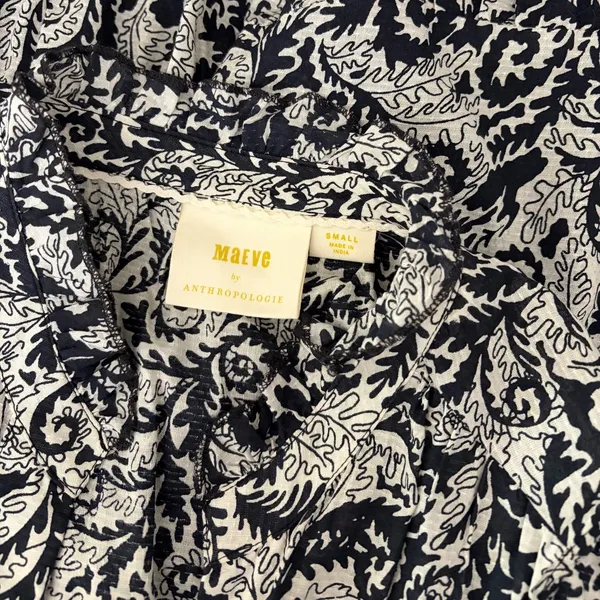 NEW!! Anthropologie MAEVE Marya Tiered Maxi Dress Black Botanical Print Small - Image 12