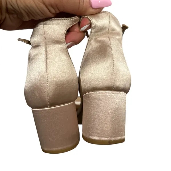 Badley Mischka Jewel Ramsey Open Toe Block Heel Satin Evening Bridal Shoes 8 - Image 7