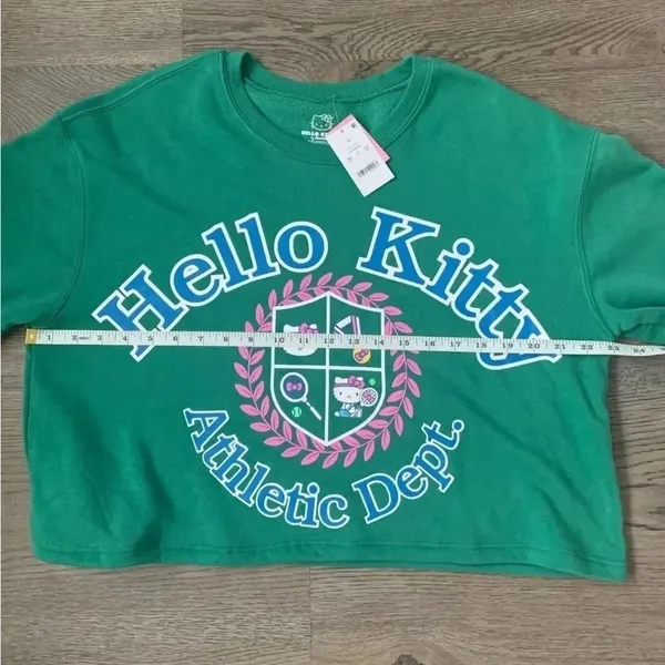 Hello Kitty Athletic Dept.‎ Graphic Sweatshirt - Size L - Green - NWT - Image 7