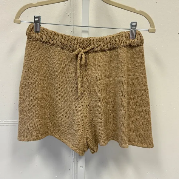 Cozy Casual Knit 2 Piece Lounge Set Camel Brown Sweater and Shorts SU1486V Large - Image 5