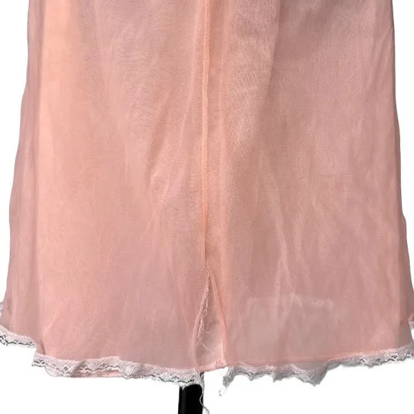 VTG THRASHED 50s 60s Peach Sheer Chiffon Nighty Coquette Grunge‎ Glam Babydoll - Image 4