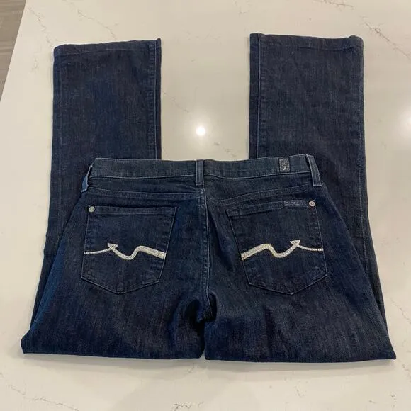 7 for all Mankind Blue Bootcut Jeans with Rhinestones‎ Bling Size 26 - Image 4