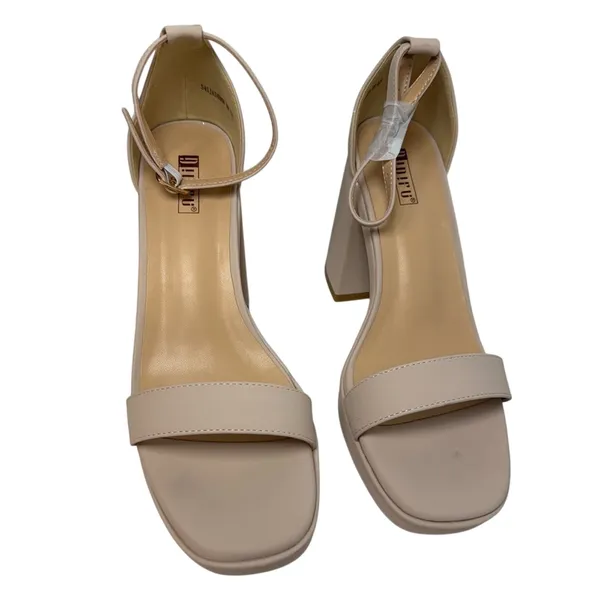 IDIFU Nude Pink Chunky Block Heel Sandals 8.5 Open Toe Ankle Strap Wedding Prom - Image 2