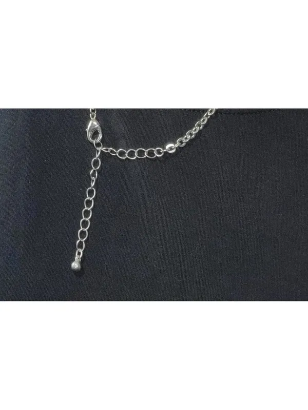 Silver Tone Rhinestone Butterfly Necklace - Image 5