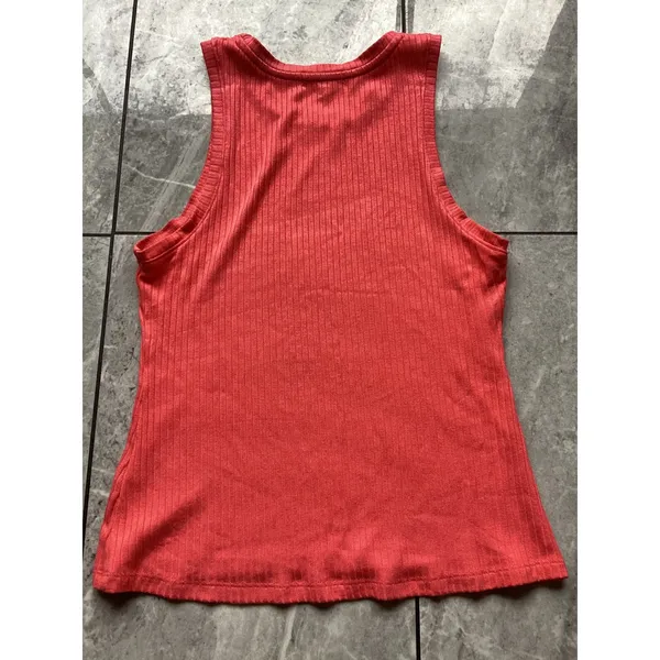 Beyond Yoga Ribbed Tank Top Womens L Coral Pink Orange Sleeveless Athletic Shirt - Image 6