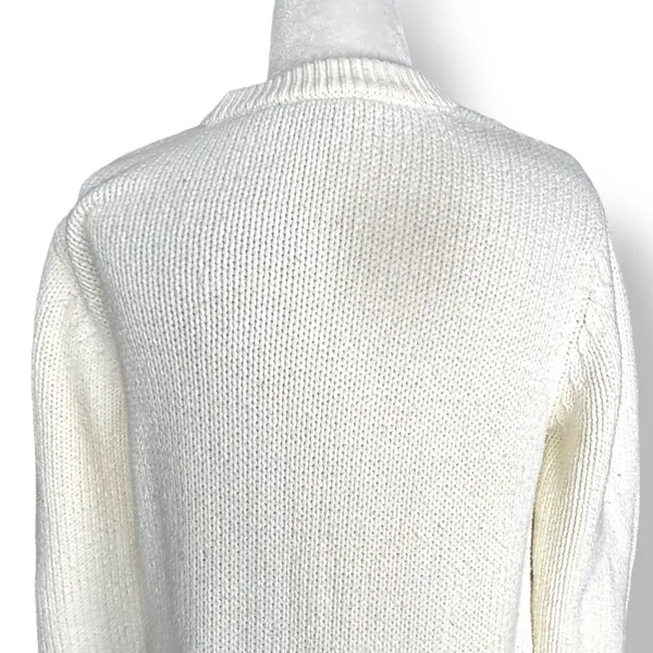ModCloth White Knit Sweater Multicolor Rainbow Pom Poms Polka Dot Crewneck‎ - Image 5