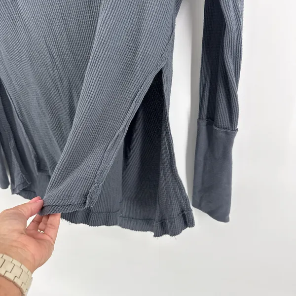 Free People We The Free Small Gray Arlo Thermal‎ Waffle Knit Oversized OB1169470 - Image 2
