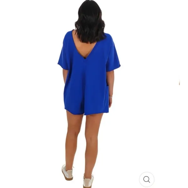 Free People Hot Shot Tee Romper Electric Shock Blue Oversized One Piece XS - Image 2
