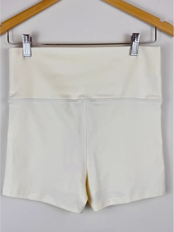 Edikted Foldover Micro Shorts Yellow Cream Cotton Stretch Y2K Size Small NWT - Image 6