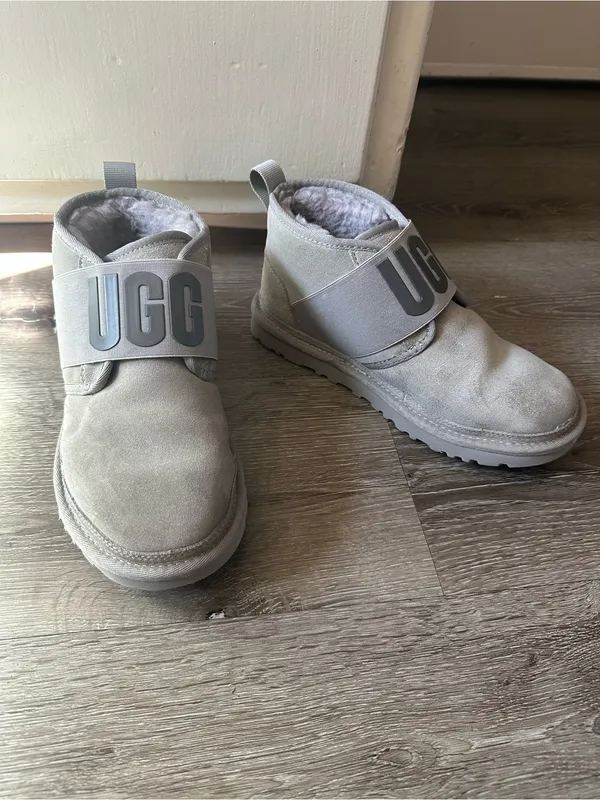 UGG Light Gray Suede Strap Winter Boots - Image 3
