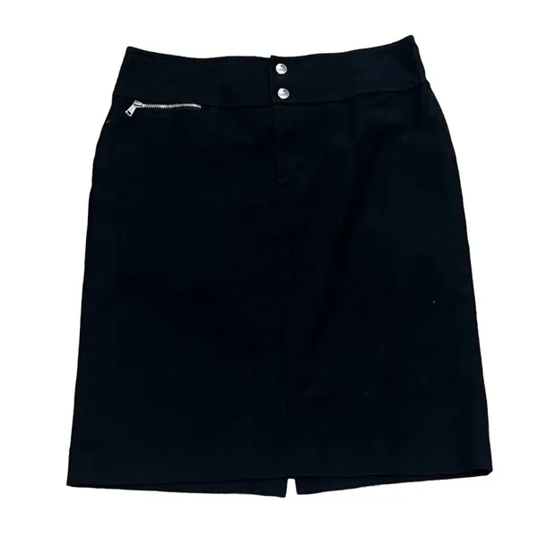 Lauren Ralph Lauren Women's Black Wool Blend A-Line Knee Length Skirt Size 8 - Image 7
